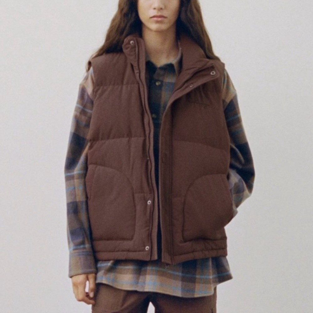 Madhappy Winter Puffer Vest Sz M Oversized Brown Cozy Down Vest